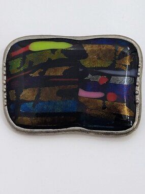 Multichroic (Fused Glass) Brooch on Silver-Toned Metal